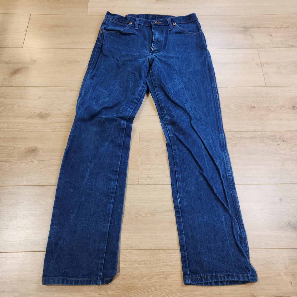 Wrangler 13MWZ Jeans Mens 32x33 Blue Med Wash Cowboy Cut Straight Denim Western